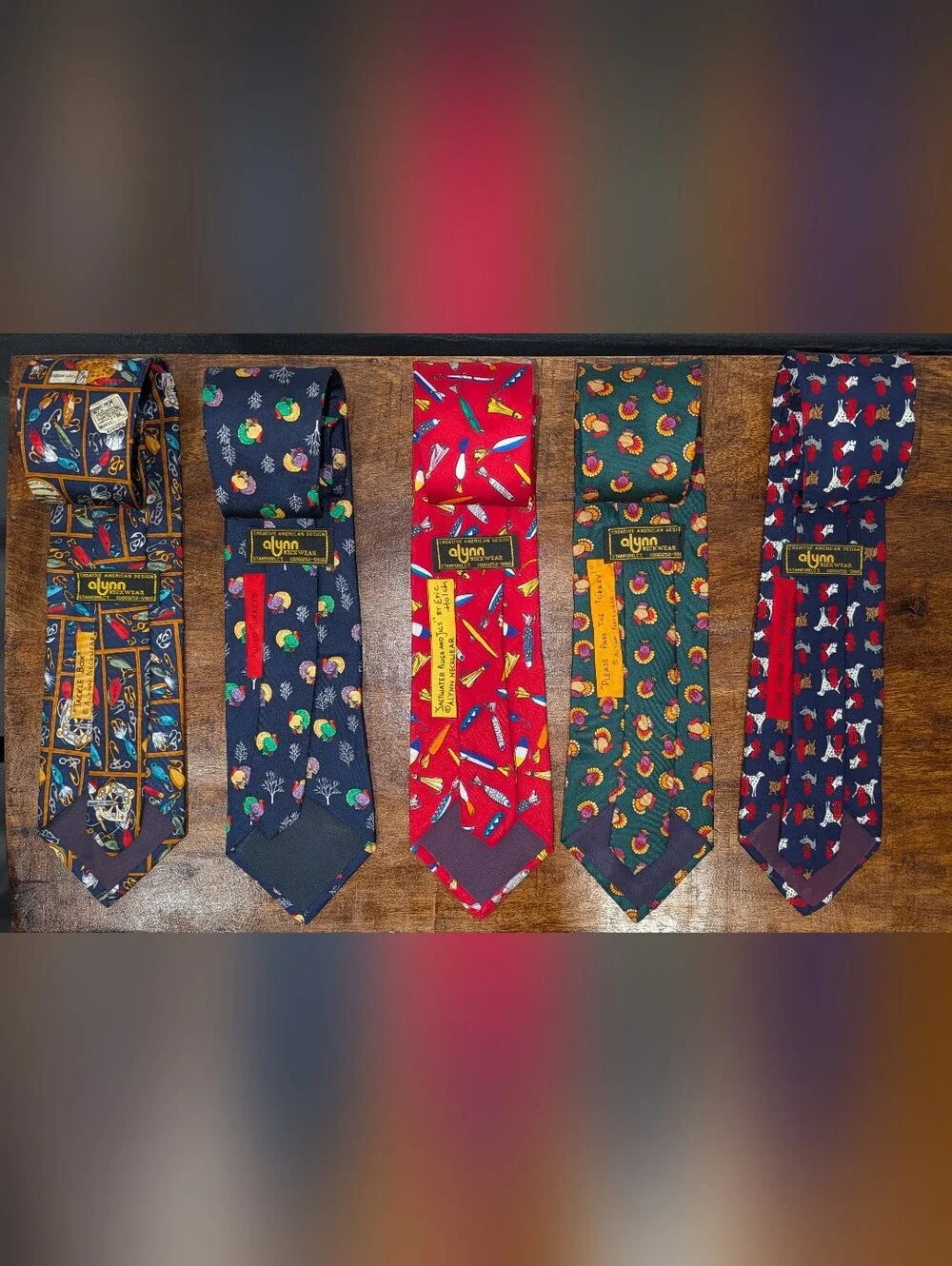 Lot Of 10 Allyn Neckwear VTG 100% Silk Graphic Ties